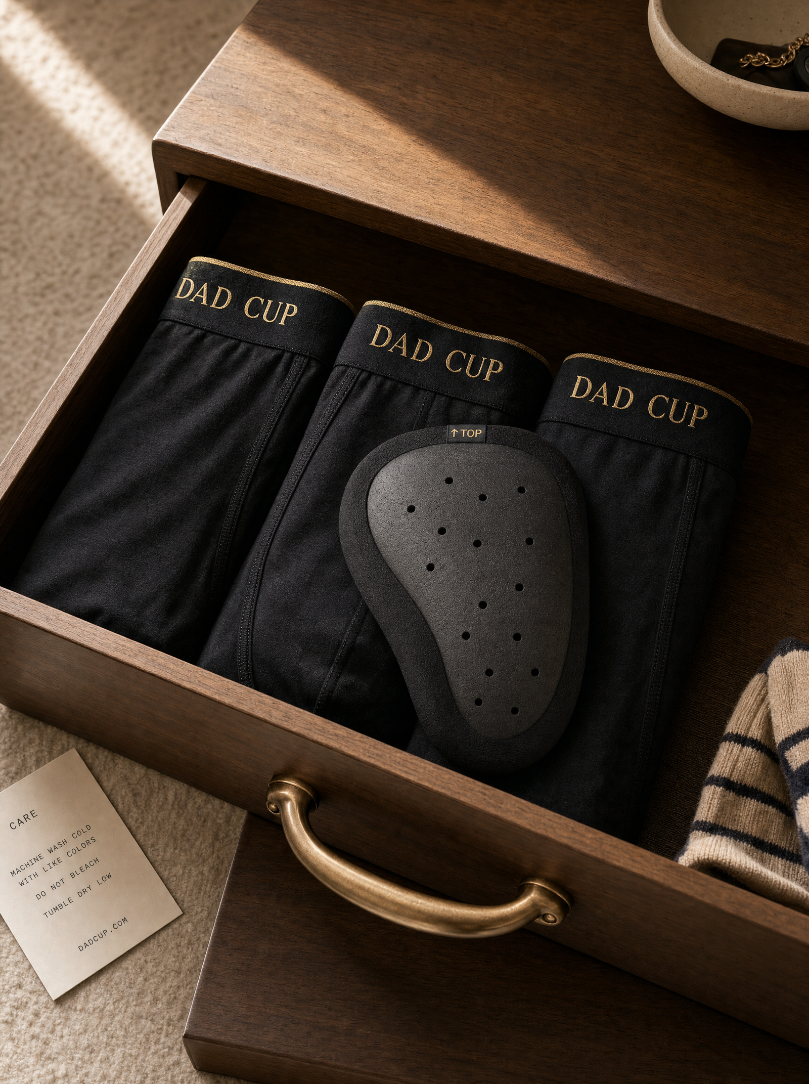 The Laundry Pack — three briefs and one Cup in a drawer